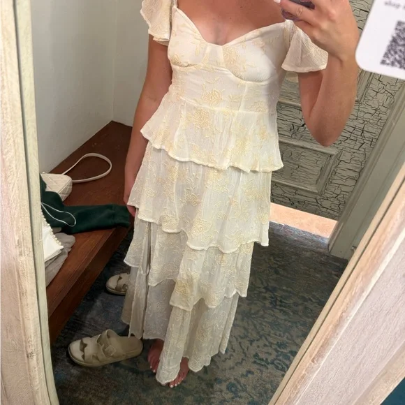 Altar'd State Cream Floral Tiered Maxi Dress - Picture 2 of 3